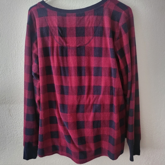 Nautica Pajamas pants shirt red black plaid long sleeve top button closure XXL - Picture 5 of 6